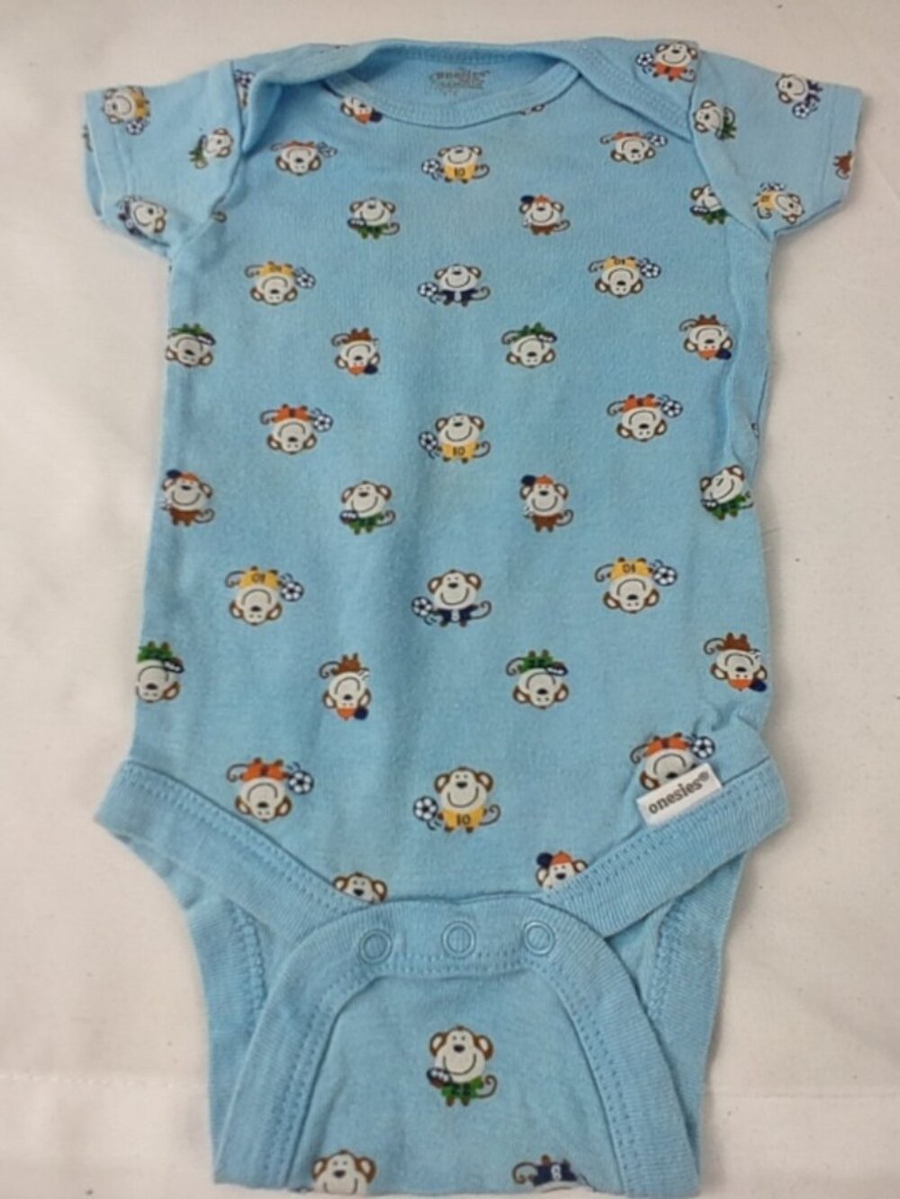 Gerber Onesie Boys Blue Short Sleeve "Monkey" Size 3-6 Months